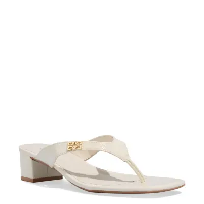 Mule Thong Verniz Off White Salto Bloco