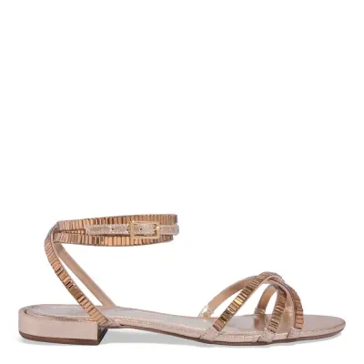 Rasteira Amarração Metalizada Dourada Brilho