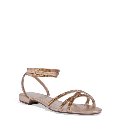 Rasteira Amarração Metalizada Dourada Brilho