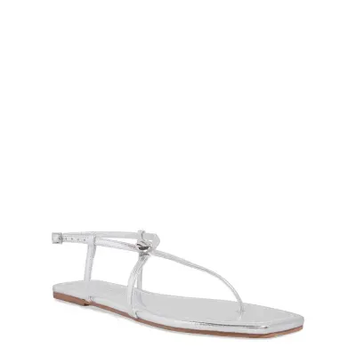 Rasteira Bico Quadrado Metalizada Prata