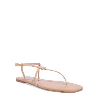 Rasteira Bico Quadrado Verniz Bege