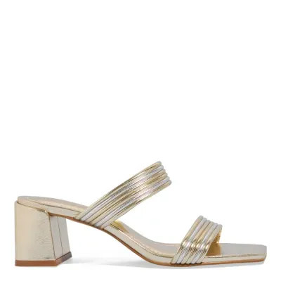 Mule Metalizado Dourado Bico Quadrado