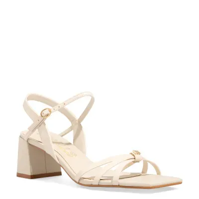 Sandália Couro Bico Quadrado Off White