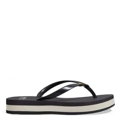 Chinelo Flatform Borracha Preto E Branco