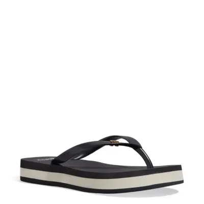 Chinelo Flatform Borracha Preto E Branco