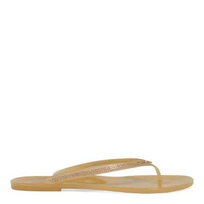 Chinelo Slim Borracha Dourado Brilho
