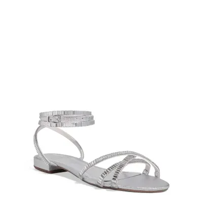 Rasteira Amarração Metalizada Prata Brilho