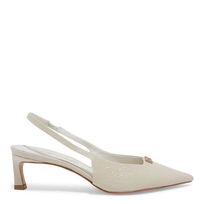 Scarpin slingback verniz off white