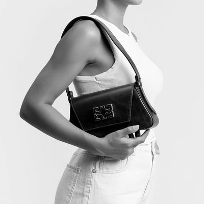 Bolsa Média Satchel Couro Torino Preto Alça De Ombro