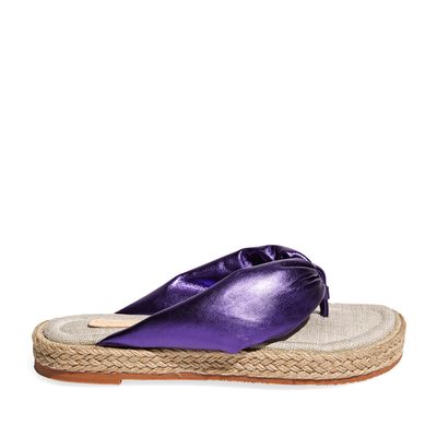 Flatform tira puff metalizado roxo