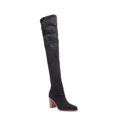 Bota over the knee suede strech lycra preto