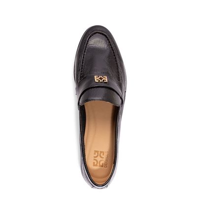 Mocassim Tira Lisa Couro Verniz Preto