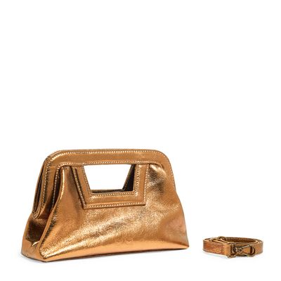 Bolsa tiracolo couro crystal new bronze