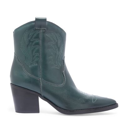 Bota western bordado puff confort verde escuro
