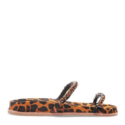 Papete leopardo tiras strass âmbar