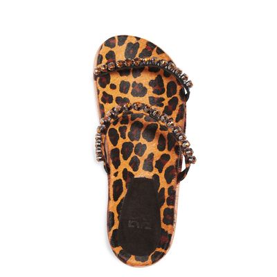 Papete leopardo tiras strass âmbar