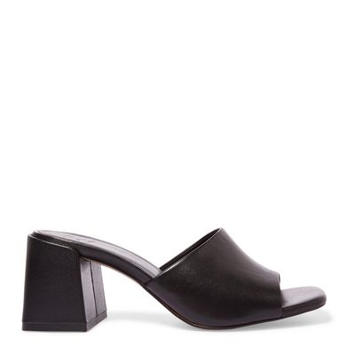 Sandália Mule média couro preto