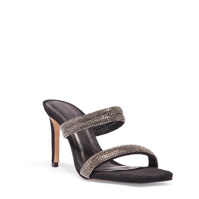 Sandália alta camurça preto manta blackdiamond