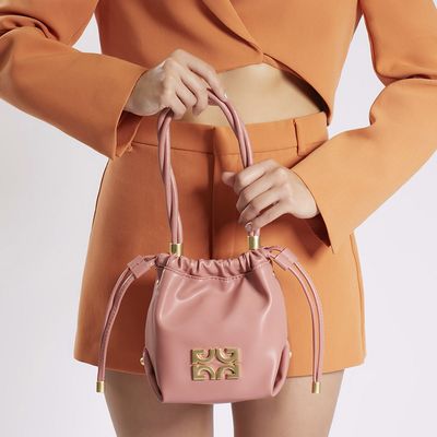 Bolsa Bucket Rosa Matte Duas Alças