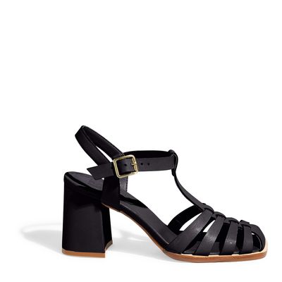 Sandália Alta Pescadora Couro Preto