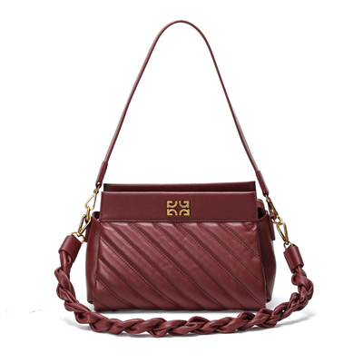 Bolsa Hobo Couro Matelassê Tiracolo Vermelho Bordô