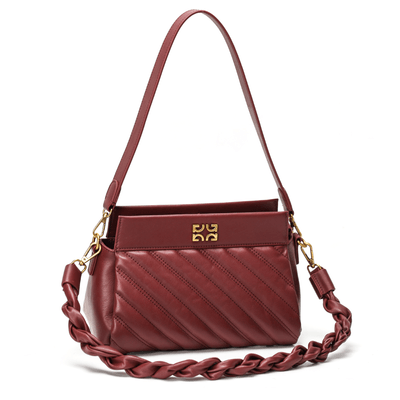 Bolsa Hobo Couro Matelassê Tiracolo Vermelho Bordô