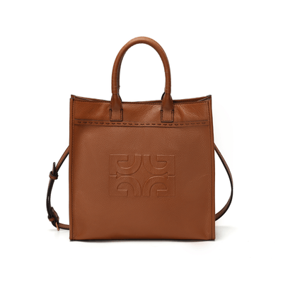 Bolsa Tote Couro Marrom Monograma Alça Transversal