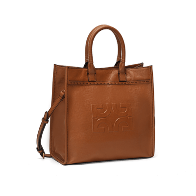 Bolsa Tote Couro Marrom Monograma Alça Transversal