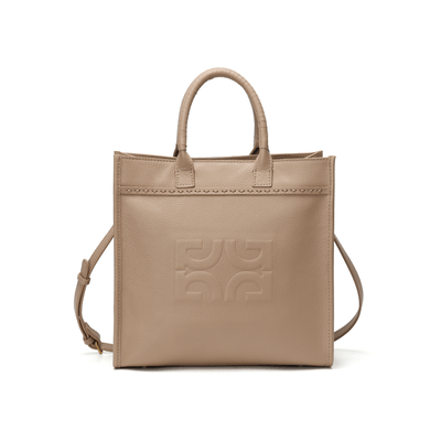 Bolsa Tote Couro Bege Monograma Alça Transversal