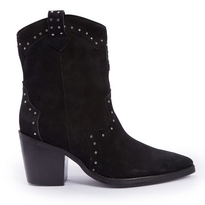 Bota western tachas camurça preto