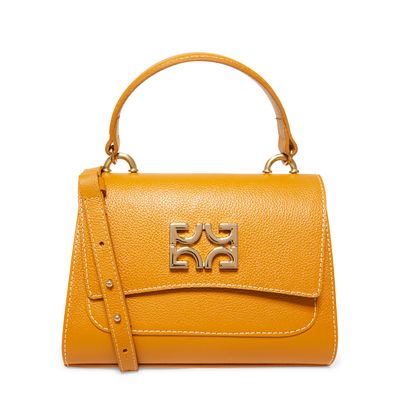 Bolsa satchel couro mostarda
