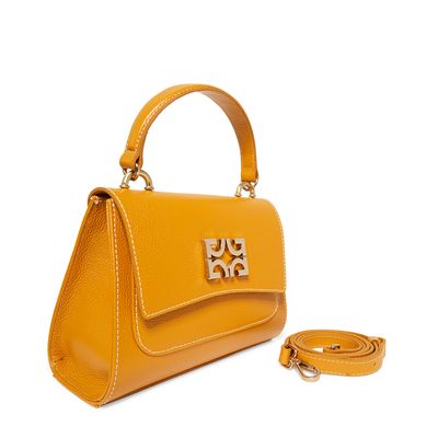 Bolsa satchel couro mostarda