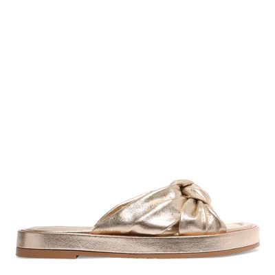 Flatform couro cristal ouro light