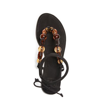 Rasteira nobuck preto pedras tartaruga
