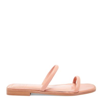 Rasteira tira dupla couro rosa matte