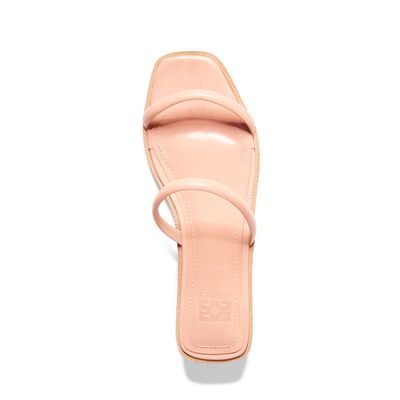 Rasteira tira dupla couro rosa matte