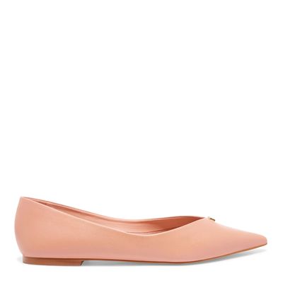 Sapatilha bico fino couro rosa matte