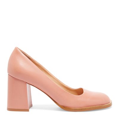 Scarpin bico redondo couro rosa matte