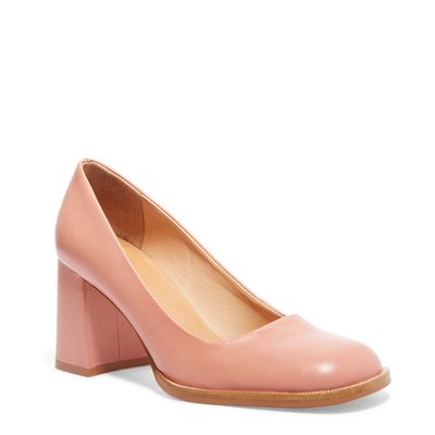 Scarpin bico redondo couro rosa matte