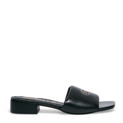 Sandália Mule Puff Couro Preto