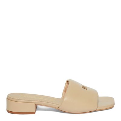 Sandália Mule Puff Couro Bege