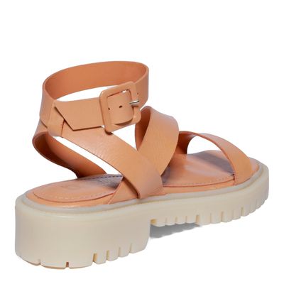 Flatform Tiras Couro Caramelo