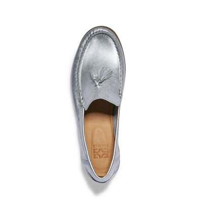Mocassim Couro Cristal Prata