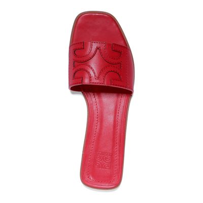 Rasteira Couro Vermelho Monograma