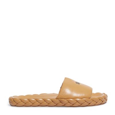 Papete Puff Couro Caramelo
