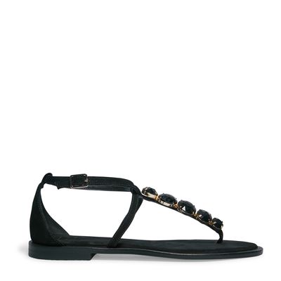Rasteira Nobuck Preto Pedras