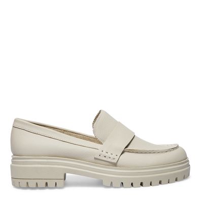 Mocassim Tratorado Couro Off White