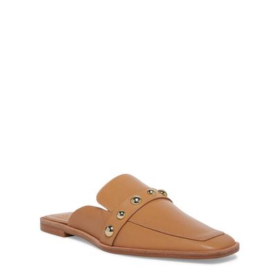 Mule Couro Caramelo Tachas