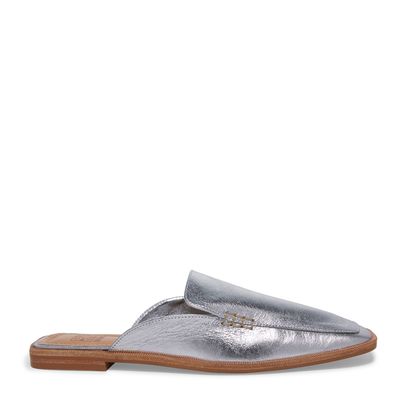 Mule Loafer Couro Cristal Prata