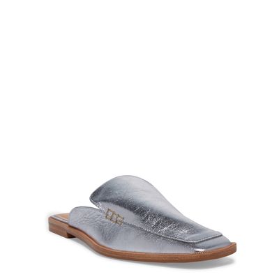 Mule Loafer Couro Cristal Prata